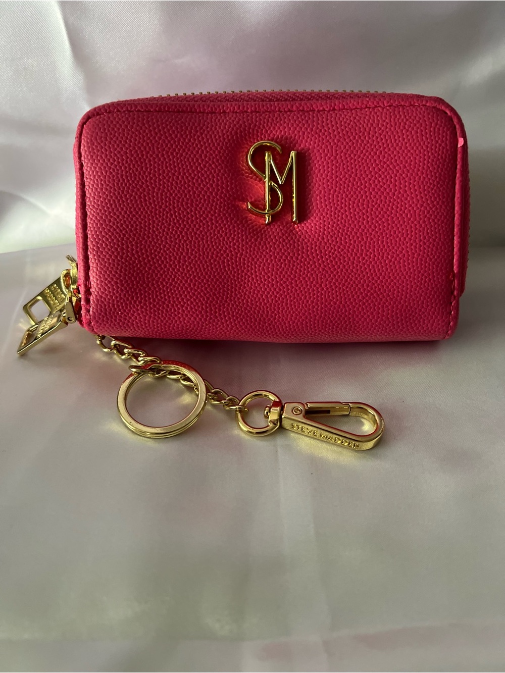 Steve Madden Pink Key & Card Holder with Gold Hardware